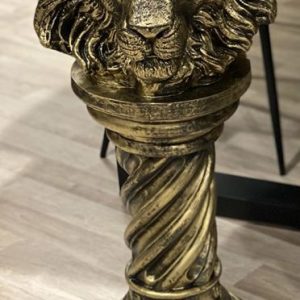 Bloempot leeuw met zuil brons