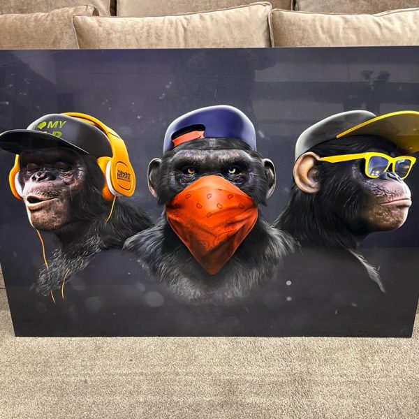 Schilderij Horen zien zwijgen apen