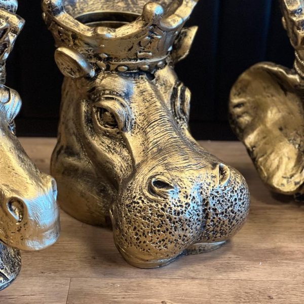 Bloempot nijlpaard brons
